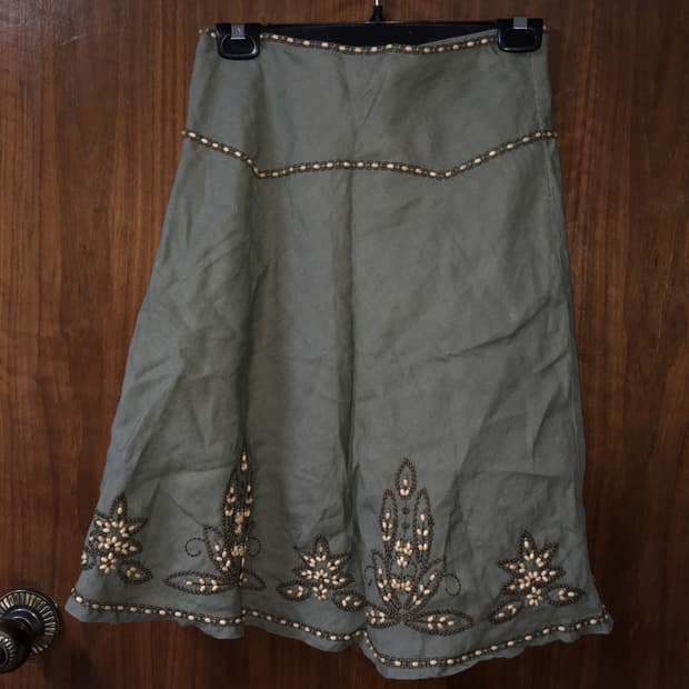 히피 에스닉 비즈 미디 스커트