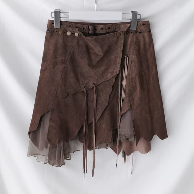fringe snap wrap skirt