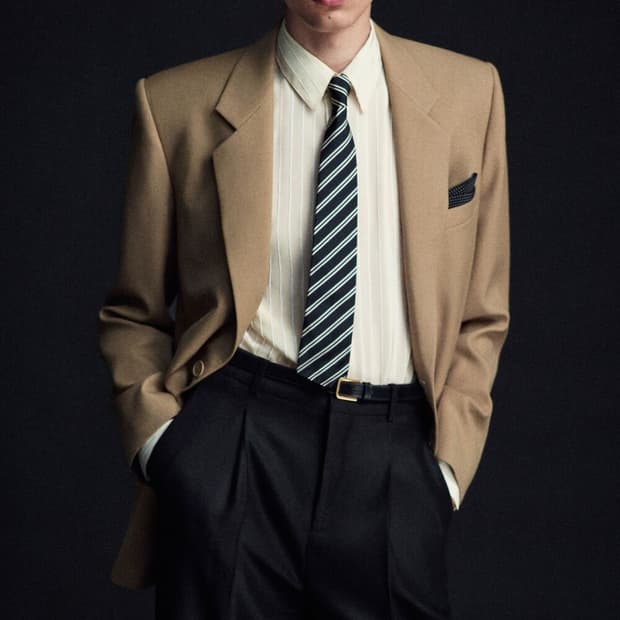 [차은우님 착용] 생로랑 25ss 셰미즈 크림 실크 스트라이프 셔츠사이즈