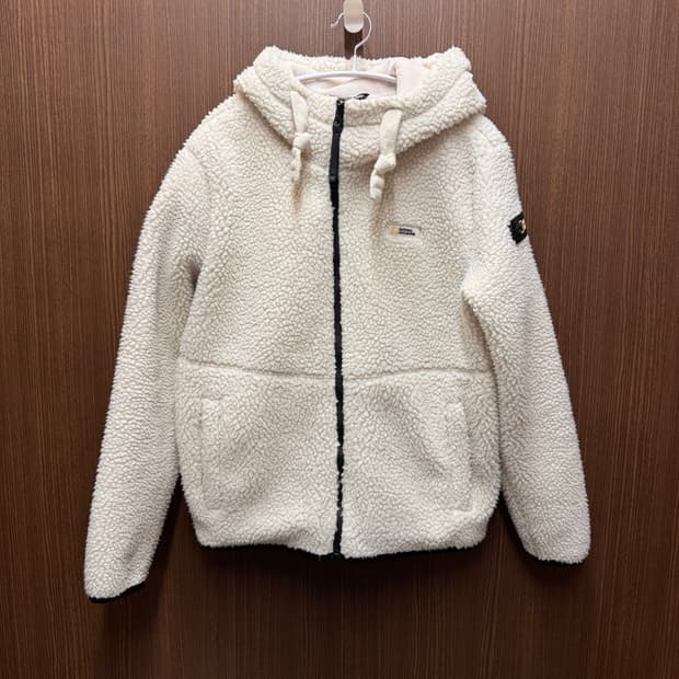 내셔널지오그래픽 와펜 뽀글이 후드집업 S