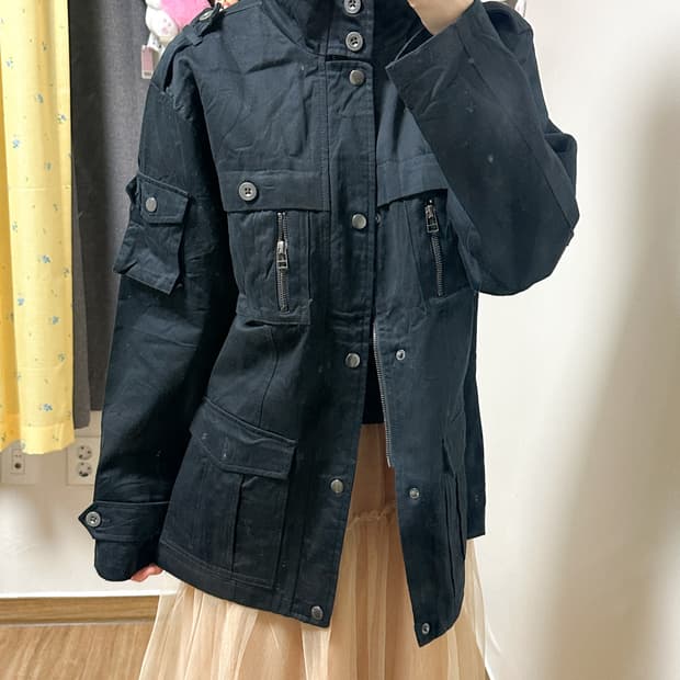 빈티지 블랙 포켓 점퍼 자켓 오네갸루 코이세이오깔 모리걸 긱시크 공겜여주