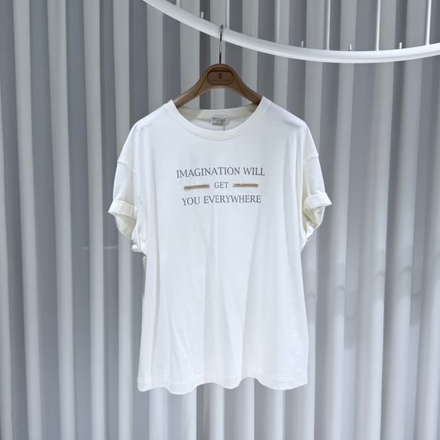 (A+/XL) / 브루넬로쿠치넬리 프린트 화이트 코튼 반팔 티셔츠