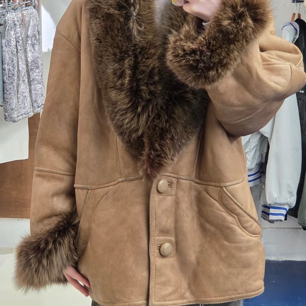 1990s Vintage 양가죽 무스탕 레더 자켓