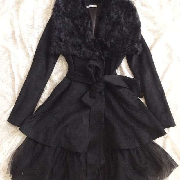 Lip service black fur coat