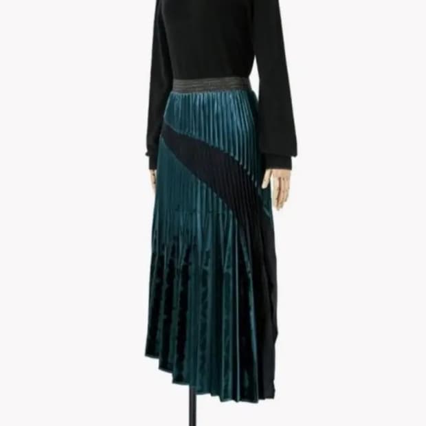 베르니스 벨루아 플리츠 맥시 롱 스커트 44-66