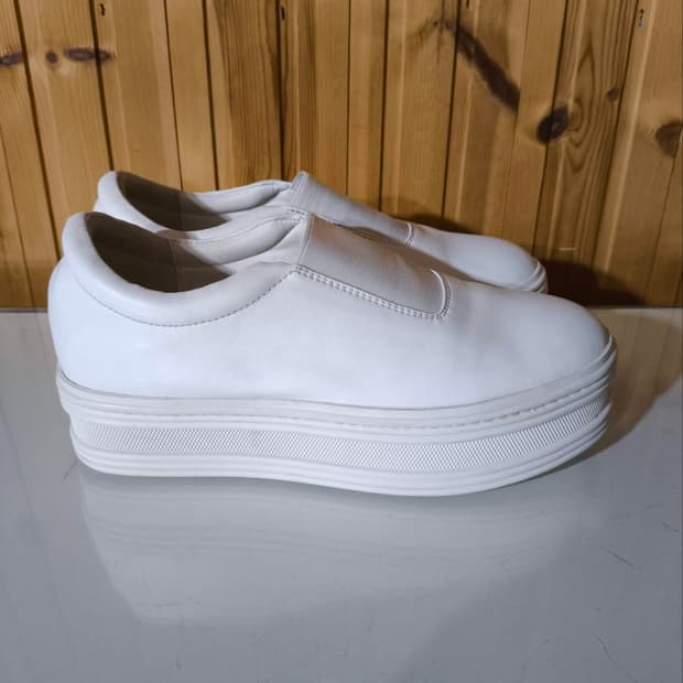 235mm 강자매 강시스터 소가죽 플랫폼 스니커즈