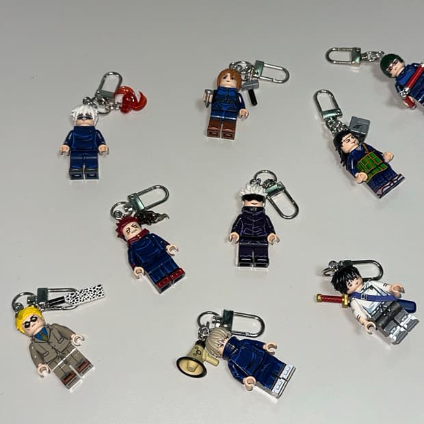 주술회전 레고키링 에어팟키링 피규어 고죠 게토 메구미 히구루마 유타