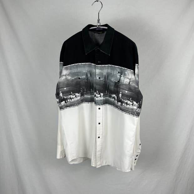 Vintage 서부 그래픽 셔츠 