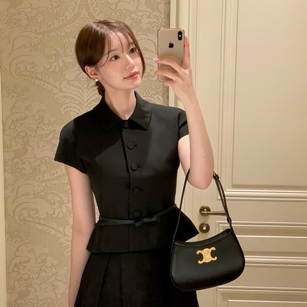 르로망 Cap-sleeve Jacket(벨트 제공) / Black