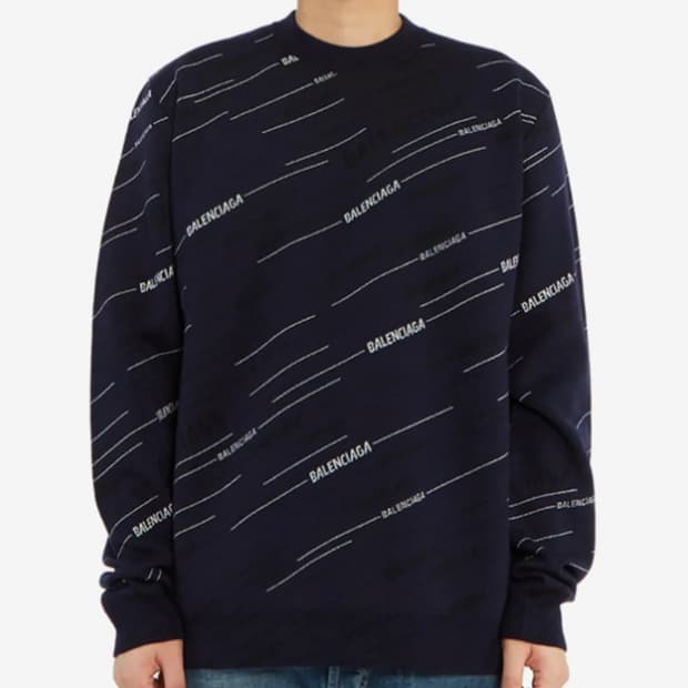 [정품] 발렌시아가 멀티로고 니트 네이비 XS