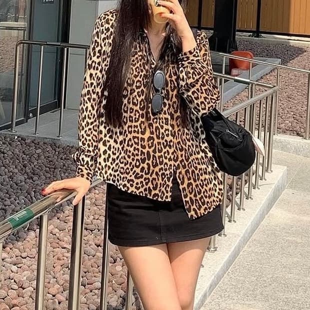 (반택포) H&M 레오파드 셔츠 