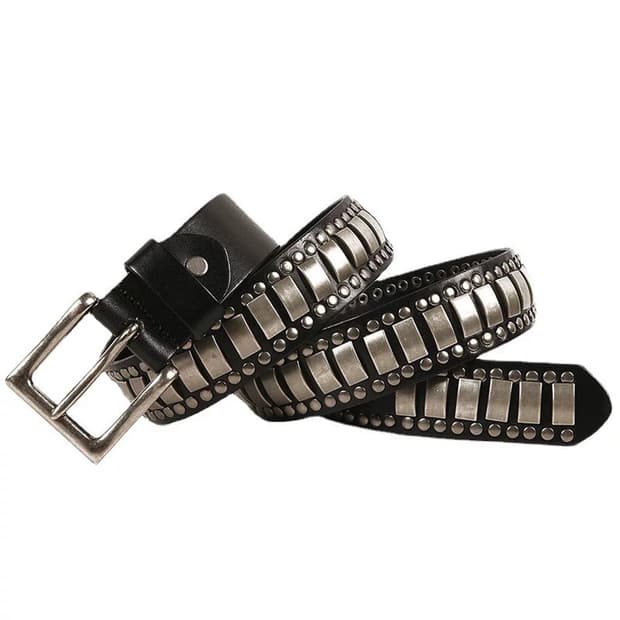 Vintage Plate Black Stud Belt
