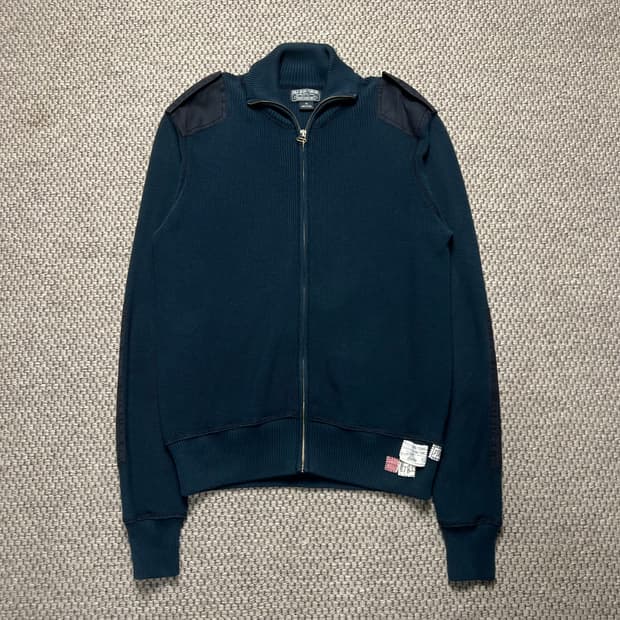 폴로 진스 컴퍼니 패치 니트 집업 네이비 M
