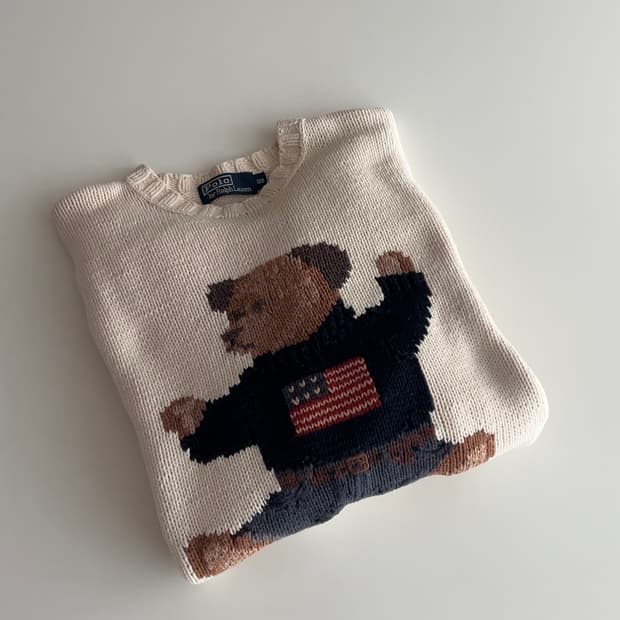 90s 폴로 랄프로렌 싯다운 베어 니트 100 