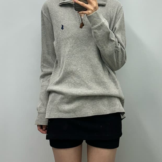 폴로 랄프로렌 그레이 반집업 니트