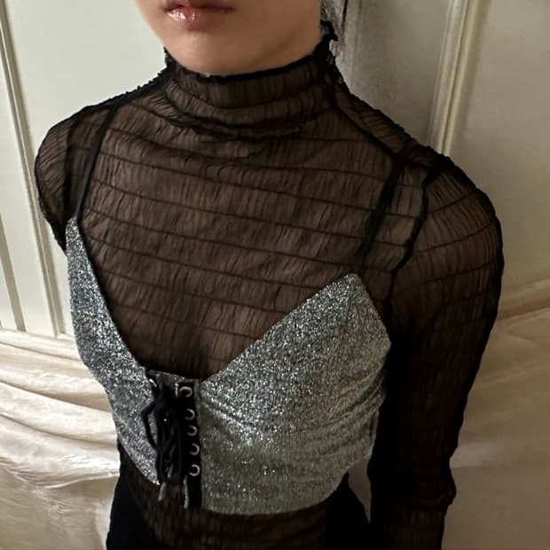 silver corset sleveless top 