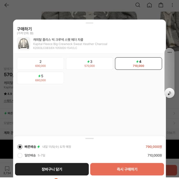 캐피탈 플리스 빅 크루넥