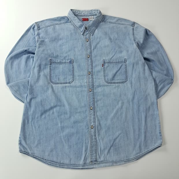 CJ296 2XL 리바이스 빅사이즈 레드탭 00s 연청 데님 셔츠 남방
