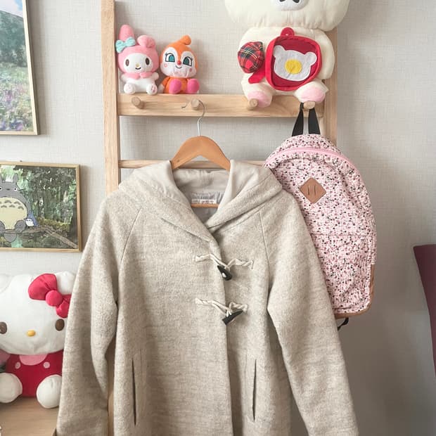 모리걸 빈티지 아이보리 떡볶이 후드 코트 🤍🤎