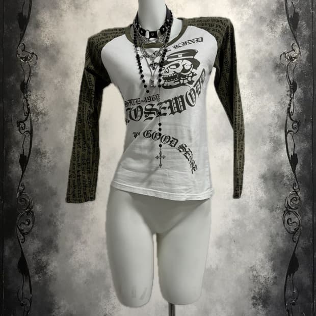 Khaki Nag and White Skull Long Sleeve