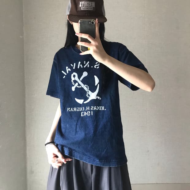 빈티지 데님 하프티셔츠