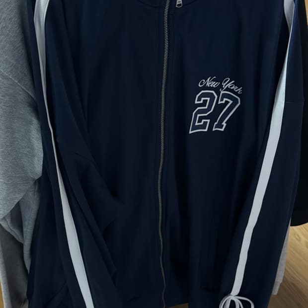 y2k 홀리스터 리본 집업 트랙 자켓 네이비