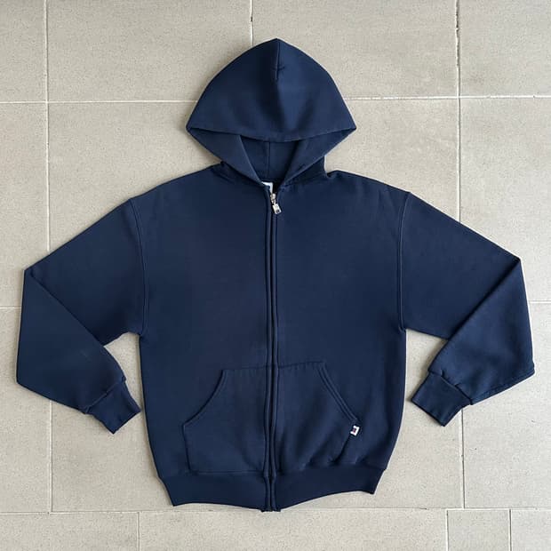 90s 빈티지 러셀 후드집업 네이비 M