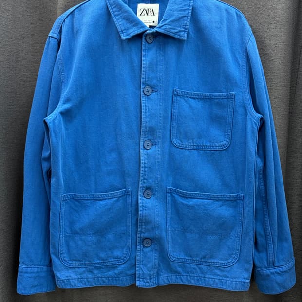 자라 프랜치 워크 면 자켓 블루