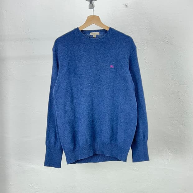 버버리 네이비 베이직 램스울 모크넥 니트 스웨터