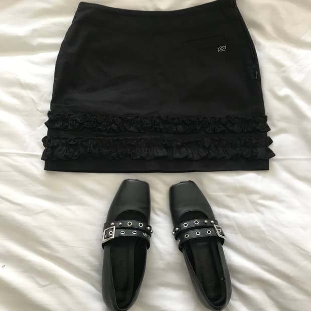 Kijun 프릴 디테일 미니 스커트 