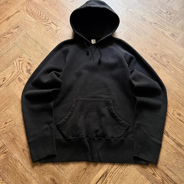 [XL]BEAMS X 루프휠러 재팬메이드 블랙 후드 티셔츠