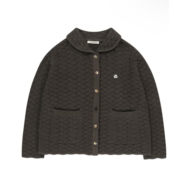 코이세이오 웨이브 니트 가디건 다크브라운