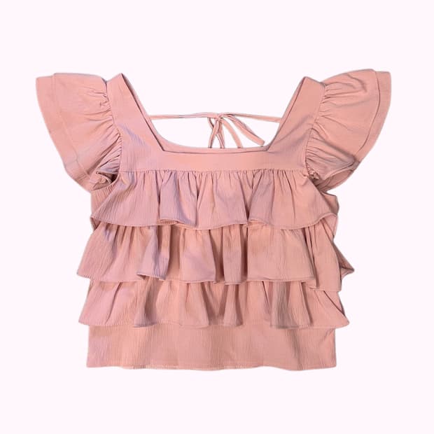 pink tired ruffle top
