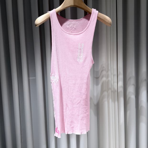 M / 크롬하츠 핑크 로고 골지 탱크 탑