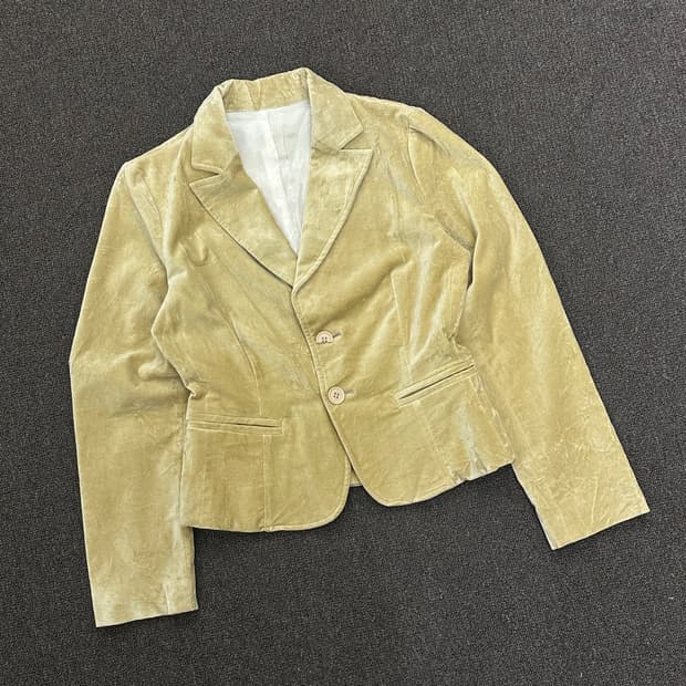 M)Japanese vintage 여성 옐로우 스웨이드 블레이저