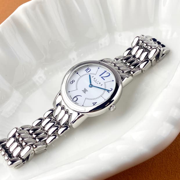 CELINE white round steel watch UNISEX