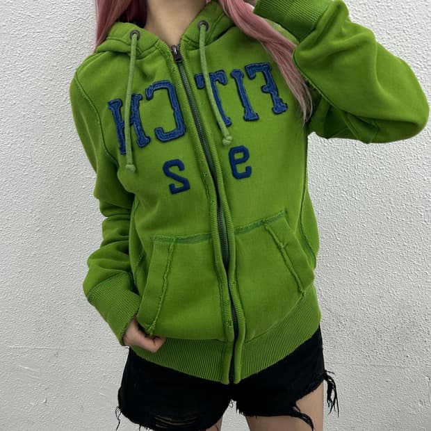 아베크롬비 블루 센터로고 말차맛 후드집업 S