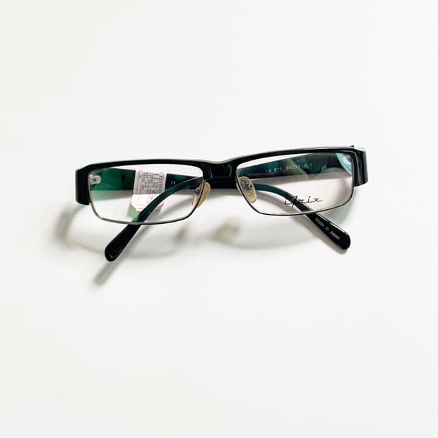 일본제 I7RIX 블랙 하프 뿔테 스퀘어 빈티지 안경