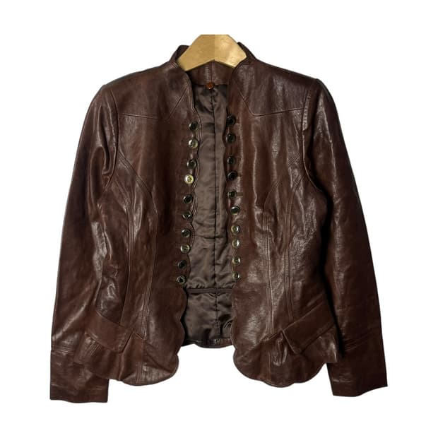 [VTG] 빈티지 고딕쉐입 버튼 오픈 램스킨 레더자켓