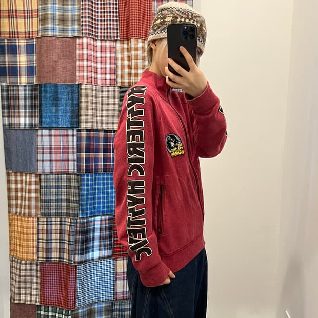 히스테릭 글래머 핑크 레터링 집업