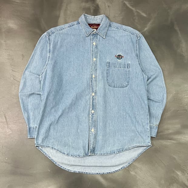  하드락카페 자수 데님 셔츠 y15807