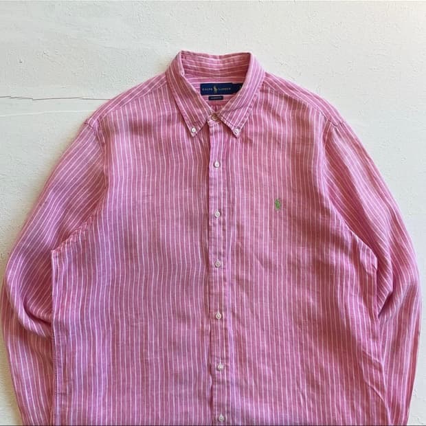 폴로 랄프로렌 핑크 리넨 셔츠