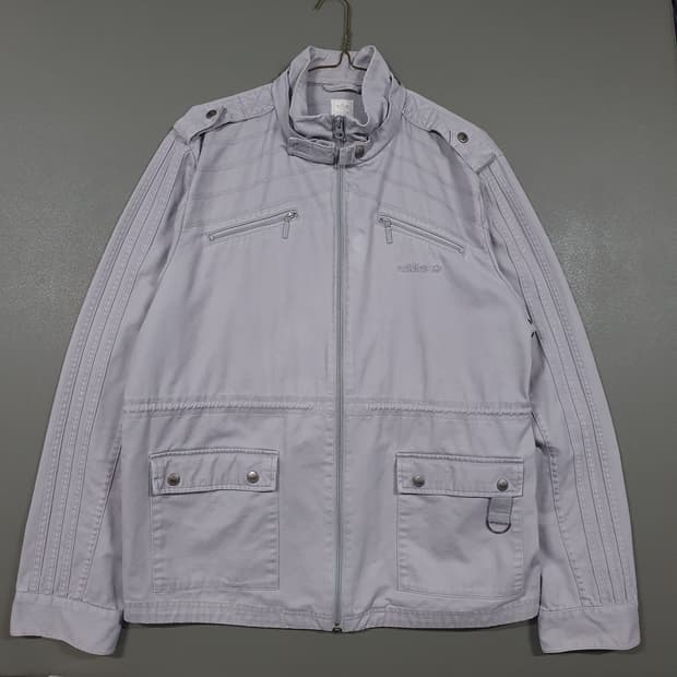 105 (XL) 아디다스 올드스쿨 그레이 삼선 나일론 포켓 사파리 자켓