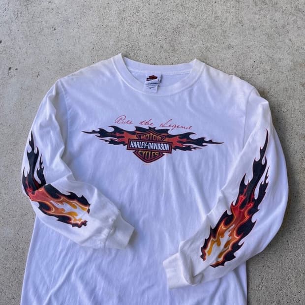00s USA 할리데이비슨 플레인 롱슬리브 화이트 XL