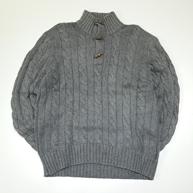 CL350 M 폴로 00s 실크 토글 케이블 헤더그레이 니트 스웨터