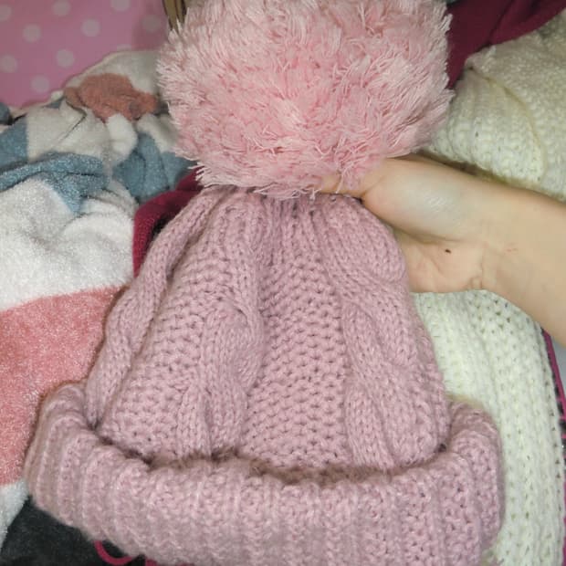 핑크 폼폼 비니 하구미 모리걸 러블리 빈티지 니혼진