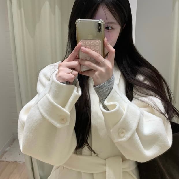 (새상품)누아누아 메리 하프 핸드메이드 코트