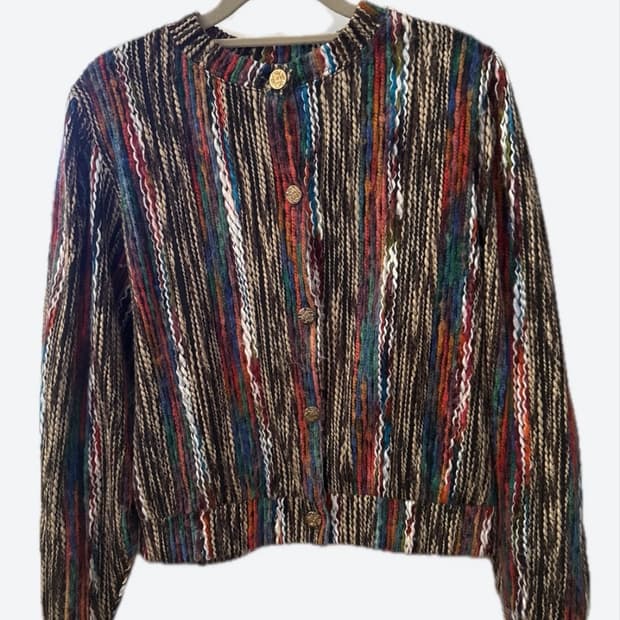 일본빈티지)컬러패턴가디건