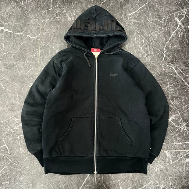 슈프림 아플리케 로고 써멀 후드집업 블랙 