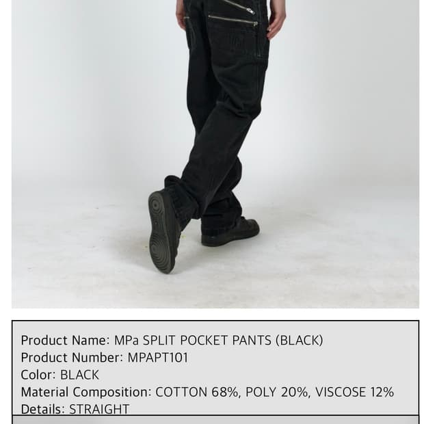 M/MPa SPLIT POCKET PANTS (BLACK)